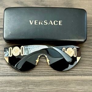 Versace Black Sunglasses with Gold Embellishments